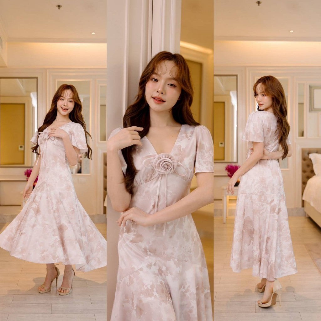 พร้อมส่ง เดรสยาว พรีเมี่ยม ชุดไปงานแต่ง เรียบหรู ดูแพง เดรสออกงาน ชุดราตรี NP058 เดรสยาว S M L XL 2XL งานแต่งงาน Woman