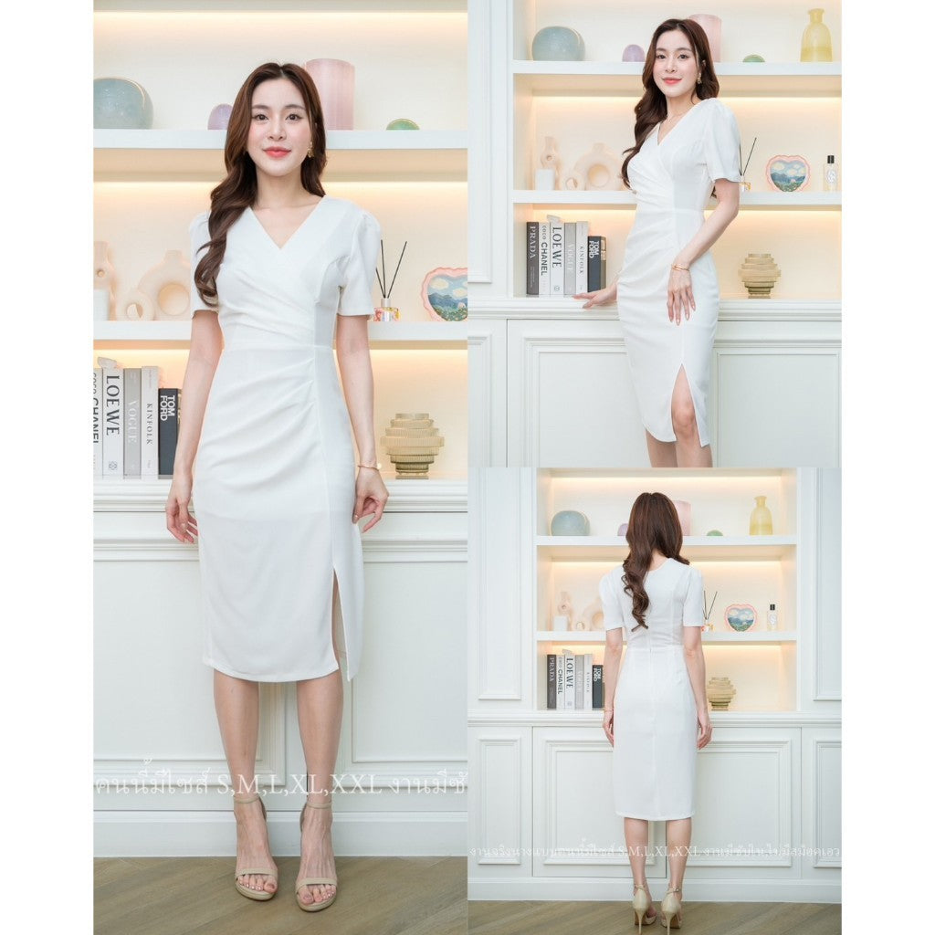 เดรสสั้น ชุดราตรี Dress ออกงาน ชุดเดรส ชุดงานแต่ง ชุดออกงาน N202 จะใส่ไป เดรสแต่งงาน Dresses Woman