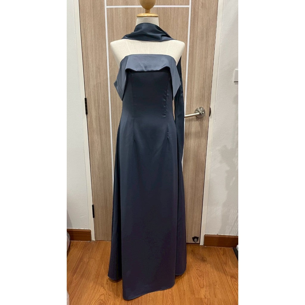 ชุดไปงานแต่ง ชุดออกงาน ชุดราตรี ชุดเดรสเปิดไหล่ N308 กระโปรงยาว พร้อมส่ง S M L XL 2XL งานแต่งงาน